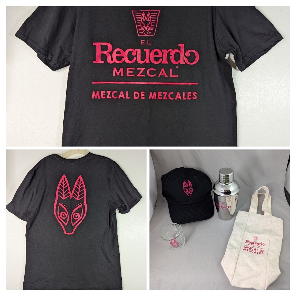 Recuerdo Mezcal Shirt M Collection Set Unisex Hat Cocktail Shaker Tote Glass
